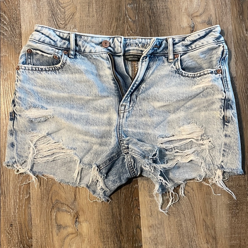 American Eagle Light Blue Distressed Shorts